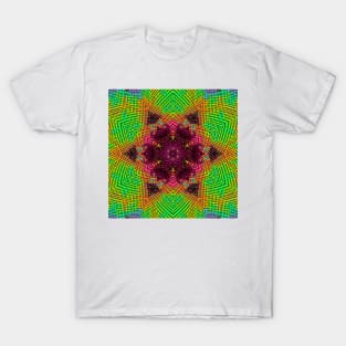 Weave Mandala Green Orange and Pink T-Shirt